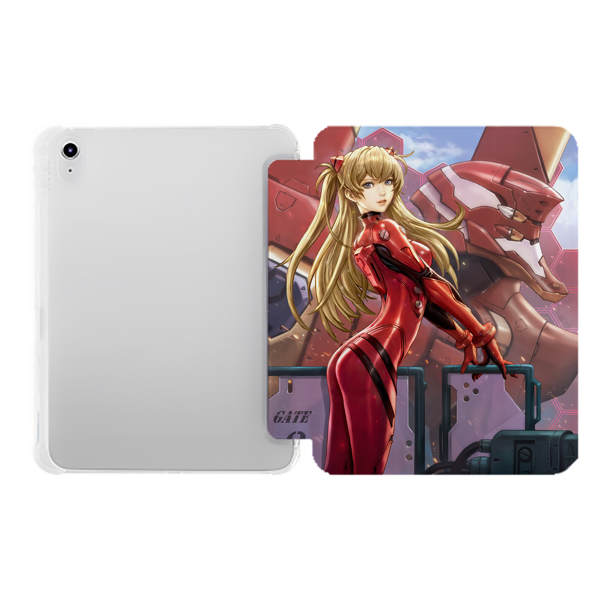 （画像用） EVA 新世紀エヴァンゲリオン IPad ケース ペン収納付き 三つ折りスタンド PUレザー×シリコン 対応機種9.5/10.5/10.9インチ